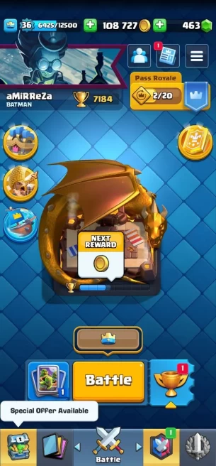 Clash royal (Android/iOS) KT 12 - lvl 36 - Cards121 /121/ Max Card 0/lvl13card2 /evo card7/Emote 47/ skin tower2 /Fast delivery/Cheap sale