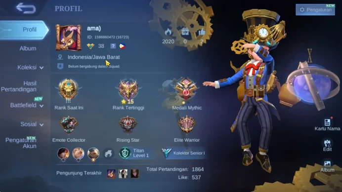 Hero 70 Skin 85| Nata CC,2 Saber,2 Venom,2 DT,8 Epic,Akai Anniv,Fanny,9th Place,Etc | Take Email | Check SS (MLBB1758)