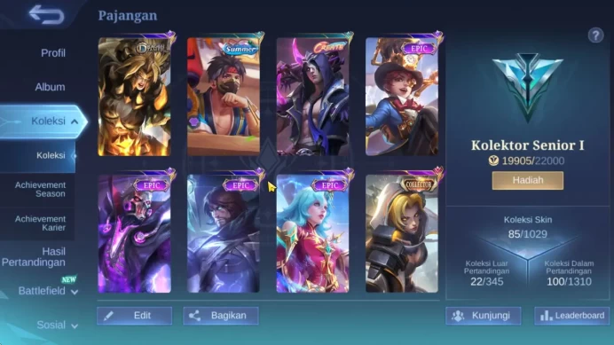 Hero 70 Skin 85| Nata CC,2 Saber,2 Venom,2 DT,8 Epic,Akai Anniv,Fanny,9th Place,Etc | Take Email | Check SS (MLBB1758)