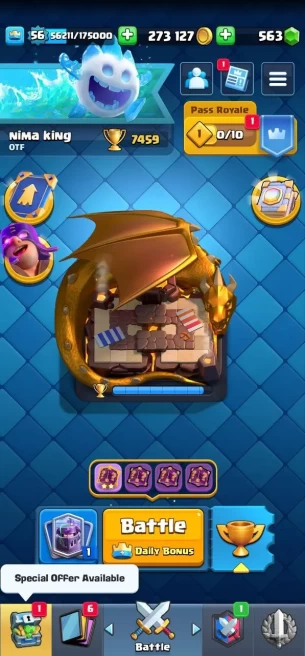 Clashroyall (Android/iOS) KT15 - lvl56  - Cards115 /120 -/ elite 14/ Max Card 4 _ /Emote 49/evo card 7 / skin tower 3 /Fast delivery