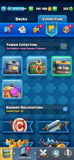 Clashroyall (Android/iOS) KT13 - lvl38  - Cards110 /120 - Max Card 2 _lvl 13 card 4 /Emote 27 / skin tower 4 /Fast delivery