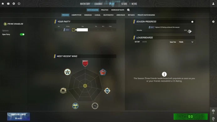 [ID:188959][PRIME][PREMIER MODE AVAILABLE][FACEIT READY][VERY RARE][1K HOURS+] UN (UNRANKED || 0 MM || 1045 HOURS || MEDALS)