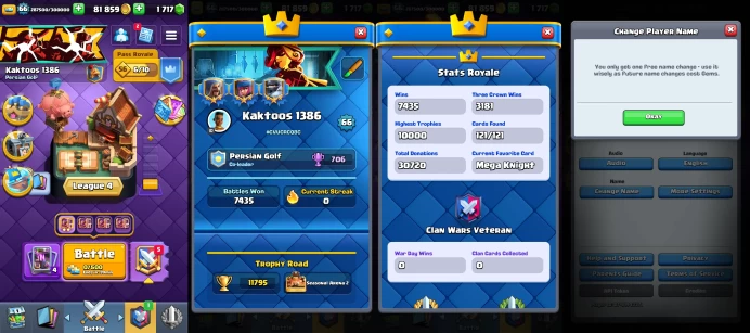 KT 15 | Level 63 |22 Evo Cards |(44 Cards LvL15 || 100 Cards LvL14) | 154 Emotes | 11 Tower Skins| Q637