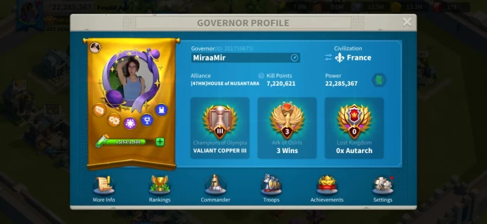 22M Power - Young Account KVK 2 KD 3847 - Cavalry - Saladin 5522, Cao Cao 5521 - 82 Legendary Sculptures - Skin Hidden Lotus - 4 Pasports #341