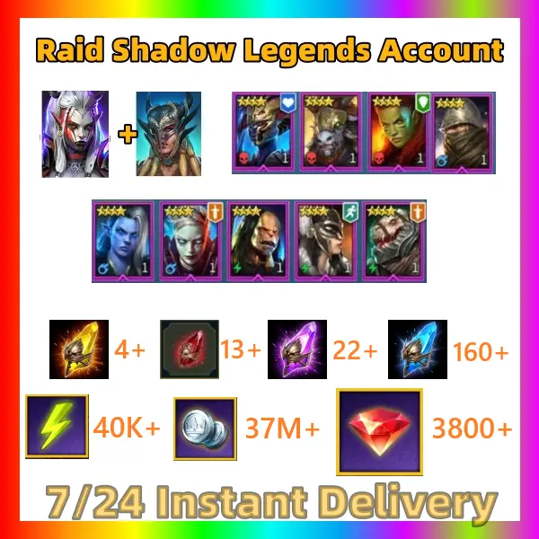 Raid Starter Account: 3800+ Gems, 160+ Ancient, 22+ Void, 13+ Primal, 13+ Sacred Shards | 4 Legendary - Plarium iD login
