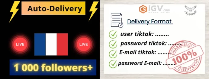 HIGH QUALITY | France |1 000 Followers| Beta Region | LIVE Ready +Live Gaming | Instant-Delivery 