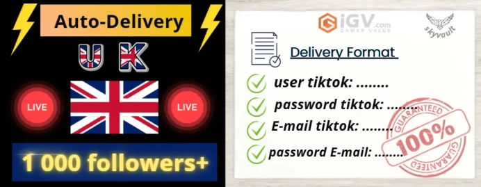 HIGH QUALITY | UK |1 000 Followers | Beta Region | LIVE Ready +Live Gaming | Instant-Delivery