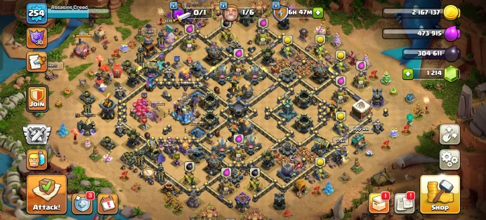 [Code 7941] Th18 XP 254 / Good Heros + Good Defence / Scenery + 2900 War Star / Very Cheap