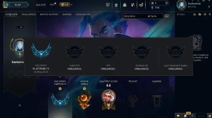 EUW / PLATIN 4 %55WR ++38 LP GAIN / 36 Champ / 8 Good Skins/ 70K BE / HONOR 5 / S14 ACC / 43 LVL / FULL ACCES / HANDMADE / CHEAP