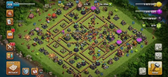 Th14  Full Max, 4 Equipment Epic, Defense Max, Wall Max, 181 League Medal, 4 Hero Skin, Magic Items, Hero High Level, Lifetime Warranty