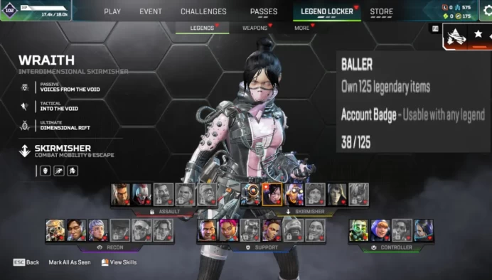 Smurf account  | 38 legendary skins  + 175 apex coins | Ranked ready |  Level 20+  | Rookie 4 | 15 legends