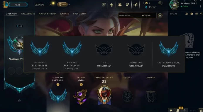 EUW / PLATIN 2(75LP) / FLEX PLAT 4 / 47 Champ / 5 PERFECT SKINS / 12.2K BE / HONOR 4 / S14 ACC / HANDMADE / 40 LVL / FULL ACCES / CHEAP