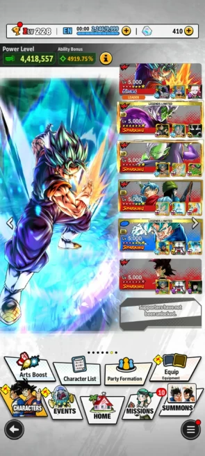 ANDROID+IOS- UL Vegito Blue 10S+26 LL (God ss Vegito 10s+Vegito 9s+Trunk 8s+Cell+Rose Goku+Zamasu) Good Equipment (D13)