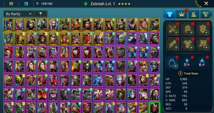 Starter acc with Vulkanos : 87k energy / 53 mln coins / Septimus, Lord Shazar, Arix, Ninja + 18 Login Legendaries / Demytha, Madame Serris