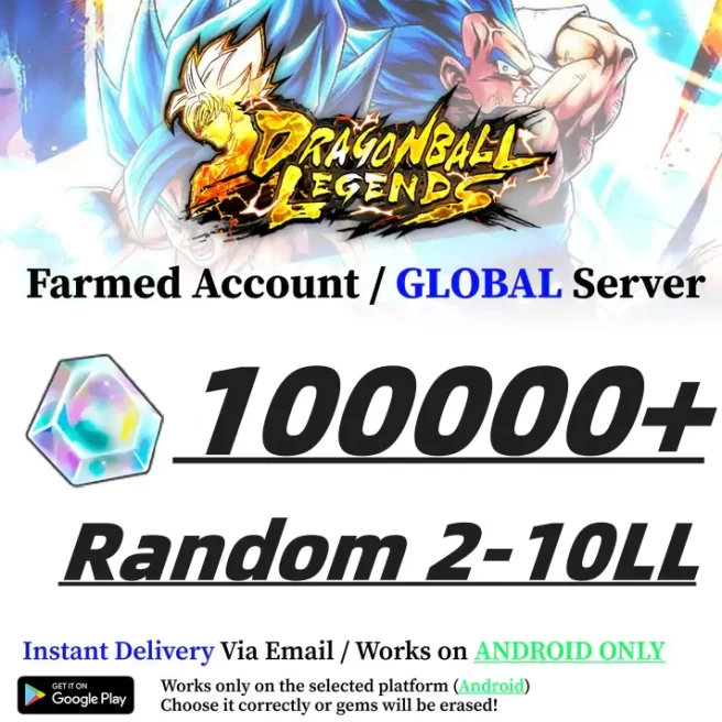 Global Version // [Android Only] 100000+ Time Crystals + Random 2-10LL | 100-Level ID | Completed Storyline | Dragon Ball Legends