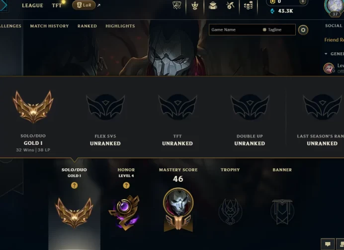 EUW ⸱ GOLD I ⸱ PLAT 3 MMR ⸱ 38LP GAIN ⸱ 43300BE ⸱ HEAVENSCALE SMOLDER ⸱ DWG LEONA ⸱ KING TRYNDMARE ⸱ HONOR 4 ⸱ 1640