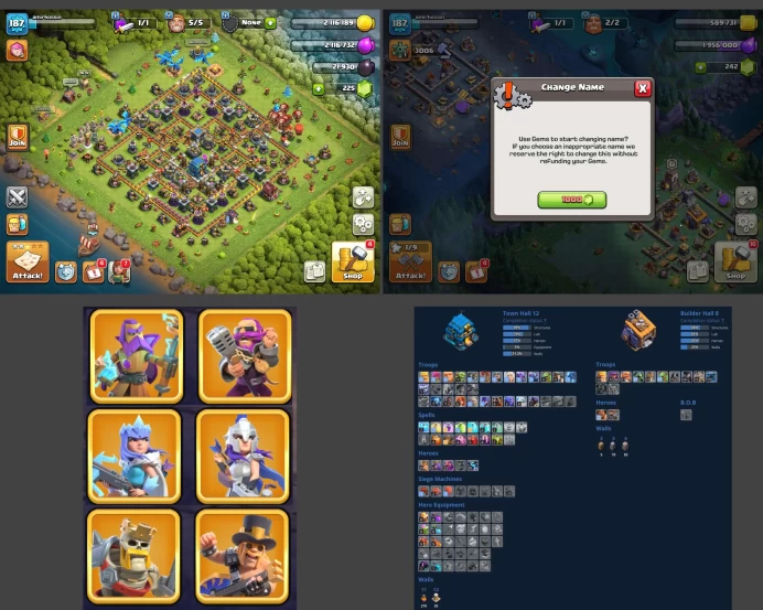 ■TH:12 (+60%) ■Heroes: K50 Q57 P20 W23 ■Skins:6 ■SW:2376 ■BH:6 ■Full Access ■Instant Delivery ■A7144