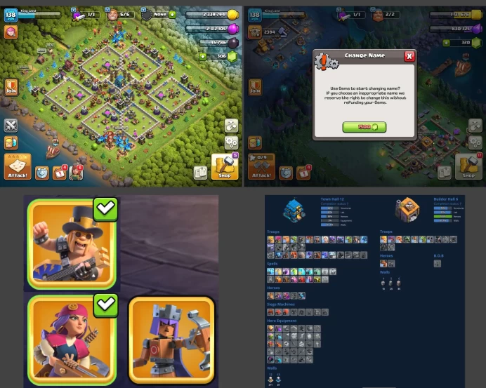 ■TH:12 (+55%) ■Heroes: K37 Q46 P20 W18 ■Skins:3 ■BH:6 ■Full Access ■Instant Delivery ■A7147