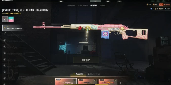 PBG9 Progressive Beryl Gear Lv10, Mini14 Lv5, SLR Gear Lv3, Dragunov Lv1, M416 Pumpkin Lv1, McLaren Sports Car 