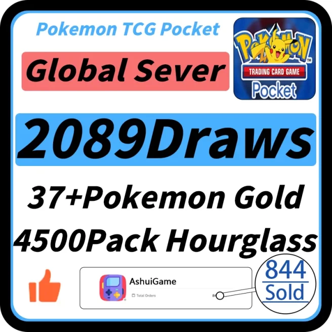 【Global】2089 Draws | 4500+Pack Hourglass | 2200+Wonder Hourglass | 37+Pokémon Gold | AR Card: 1-6 Random