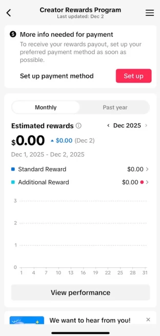 France Monetized Account/ 12K Followers+7K Likes/ Creator Rewards Program Activated/ Live Stream/ Full Access