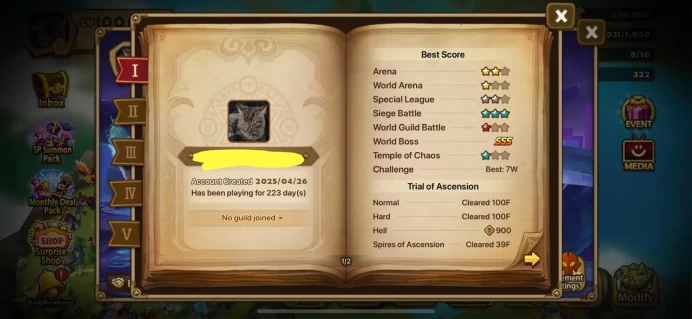 C2/C1-29 Nat5+3LD[Euldong-Dark Monkey-Elenoa]+203 SPD-177 Despair-172 Vio Runed+Solo BJ5+Dungeons Fast+FULL ACCESS