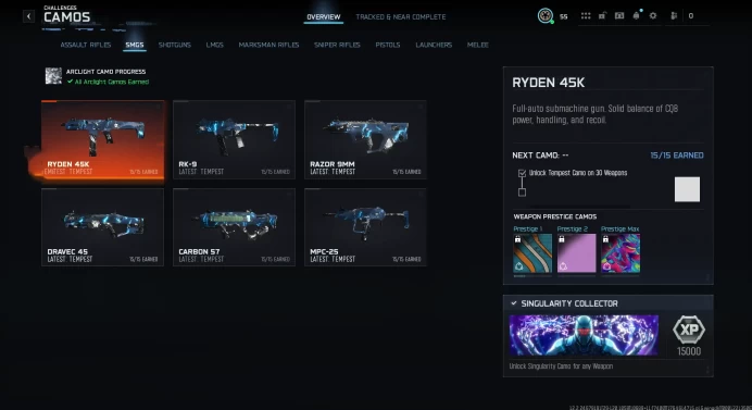 WZ/ BO7 |   30x Singularity |  Level 55 Prestige 1 |   30x Shattered Gold |   30x Arclight  |  30x   Tempest |  LInkable to  All platforms 