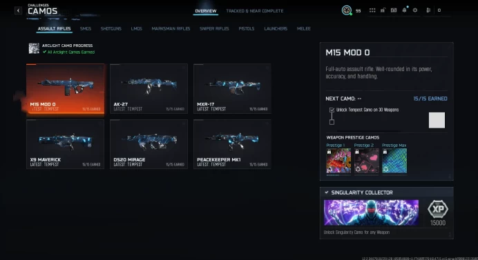 WZ/ BO7 |   30x Singularity |  Level 55 Prestige 1 |   30x Shattered Gold |   30x Arclight  |  30x   Tempest |  LInkable to  All platforms 