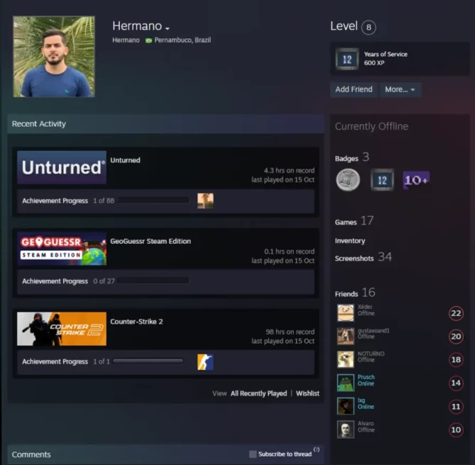17Game-CS2 Prime 98 hours+4Medals(10Y/5Y/Loyalty Badge/Global Offensive Badge)