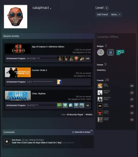 CS2 Prime 501 hours+5Medals(2020 Service Medal/10Y/5Y/Loyalty Badge/Global Offensive Badge)