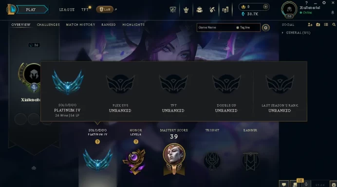 EUW / PLATIN 4(54LP) / 53 Champ / 3 PERFECT SKINS / 30.7K BE / HANDMADE / UNVERIFIED ACCOUNT / LIFETIME WARRANTY / 7-24 SUPPORT / CHEAP
