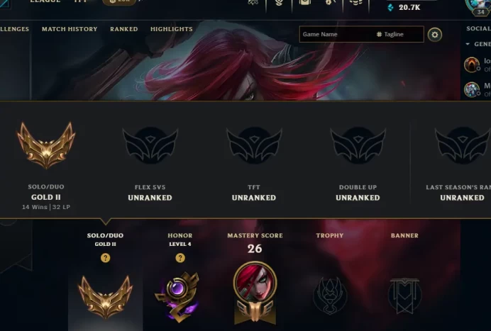 EUW ⸱ GOLD II ⸱ 20700BE ⸱ HONOR 4 ⸱ %61WR ⸱ GOLD 1 MMR ⸱ 8 SKIN ⸱ EMPYREAN NOCTURNE ⸱ DRX KINDRED ⸱ GOD STAFF JAX ⸱ PSYOPS VI ⸱ 1645