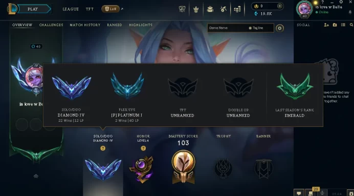EUW /DIAMOND 4 ++high lp gain / 49 Champ / 7 Good Skins(6 Epic)/ 19.8K BE / HONOR 4 / HANDMADE / S14 ACC/ FULL ACCES / CHEAP