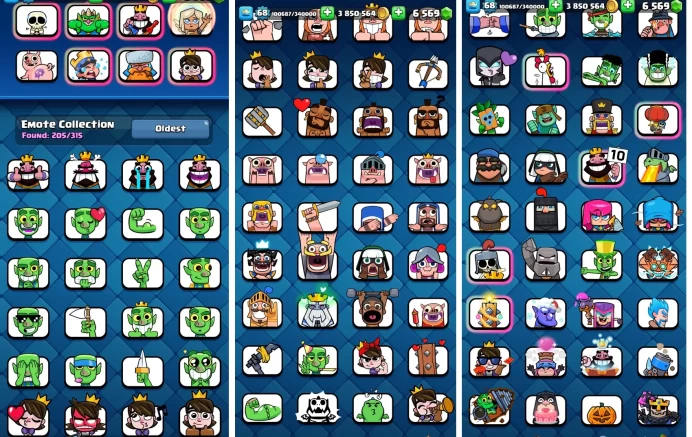 #R471 | LVL68 | Cards: 48 Elite | 66 LvL 14 | 21 Evolved | 6500K gems | 3.8M Gold | 11 Tower Skin | 205 Emotes | IOS And ANDROID