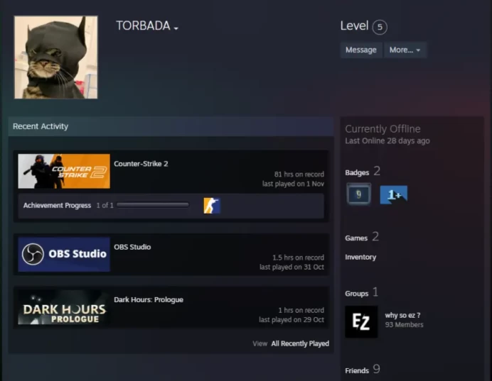 CS2 Prime 81 hours+3Medals(Loyalty Badge/5 Year Veteran Coin/Global Offensive Badge)