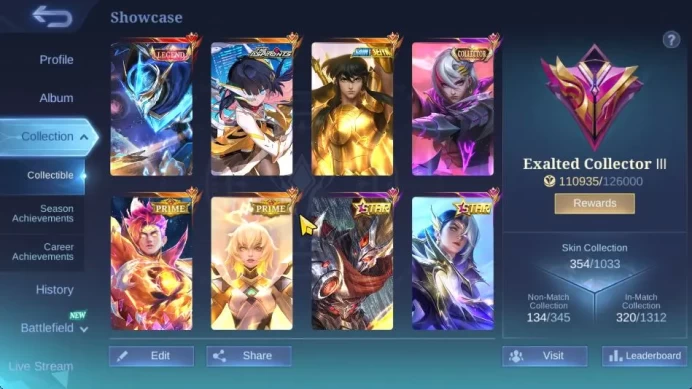 Hero 130 Skin 354|Legend Gusion,Aspirant Ruby,TFormers Roger,Kungfu Panda Thamuz,2 PRIME,2 CC,Etc|Take Email|Check SS(MLBB1787)