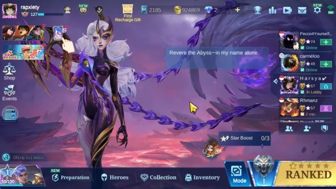 Hero 130 Skin 354|Legend Gusion,Aspirant Ruby,TFormers Roger,Kungfu Panda Thamuz,2 PRIME,2 CC,Etc|Take Email|Check SS(MLBB1787)