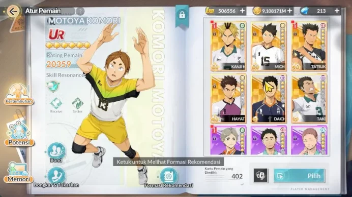 SEA|Lvl 40|3 UR + Memo [Hoshiumi,Komori,Hirugami] + 12 SSR[Daichi,Tanak,Tsukishima,Nishinoya,Akagi,Etc]|Google|Check SS (HFH889)
