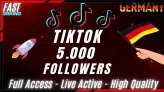 5.000 TikTok Followers Account / Live Studio / Germany / High-Quality