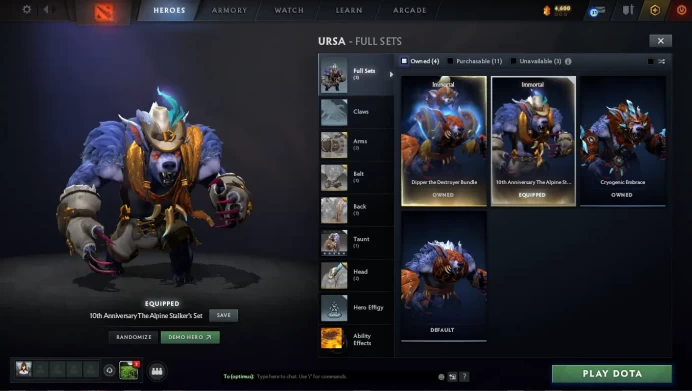 ◆ 10th Anniversary The Alpine Stalker's Set ◆ Arcane ◆ QOP ◆ WR ◆ WK ◆ PUDGE ◆ 9750 BEHAVIOR ◆ 127 LVL ◆ Many Immortals ◆ INSTANT DELIVERY ◆