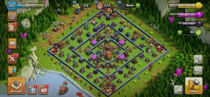 TH 16 Full Max, 6 Equipment Epic, Defense high level,Wall high level,6 Hero Skin, Magic Items, Hero High Level, Lifetime Warranty