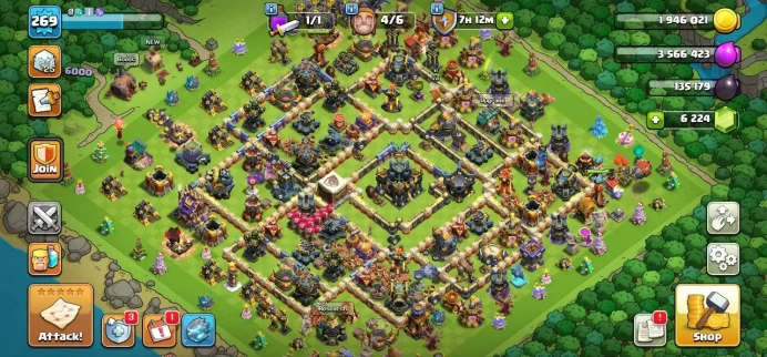 TH 17 Full Max, 6 Equipment Epic (17max), 1500 League Medal, 6000 Gem, Defense Max, Wall Max, Hero Max, Magic Items, Lifetime Warranty