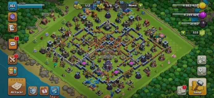 TH 15 Full Max, 7 Equipment Epic, Defense high level, Wall high level, 9 Hero Skin, Magic Items, Hero High Level, Lifetime Warranty