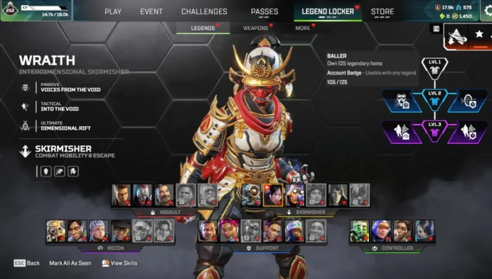 Smurf account  | 105 legendary skins + 1450 apex coins | Ranked ready |  Level 20+  | Rookie 4 | 19 legends