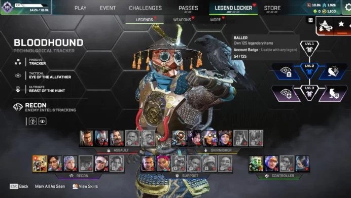Smurf account | 54 legendary skins + 1100 apex coins | Ranked ready | Level 20+ | Rookie 4 | 16 legends