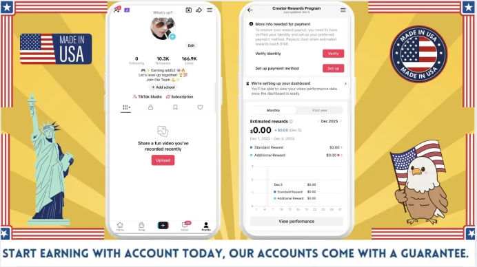 US Monetized Creator Rewards Program Account | 10k Real Followers & 166k Likes | Real screenshots + Full Access + Account in Good Standing
