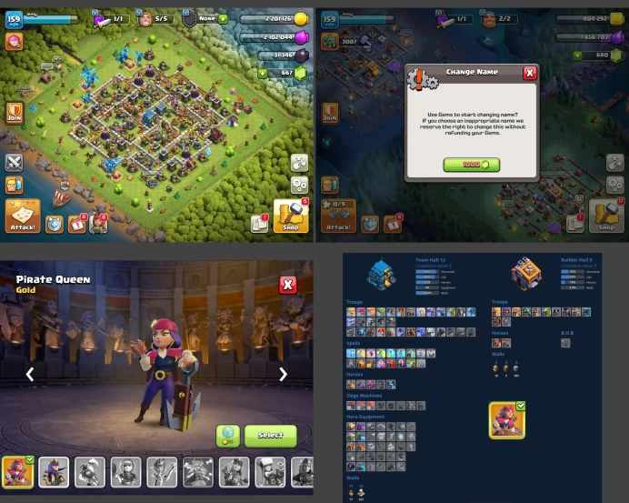 ■TH:12 (+70%) ■Heroes: K45 Q63 P30 W28 ■Skins:1 ■BH:9 ■Full Access ■Instant Delivery ■A227