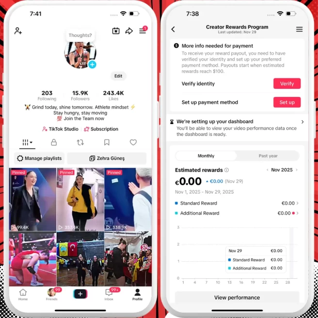 German Monetized Creator Rewards Program Account | 15k Real Followers & 243k Likes | Real screenshots + Full Access + Account in Good Standing
