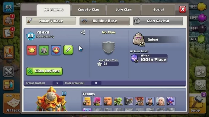 TH 16 - BH 6|LV 63|Limited Skin Hero|HH 7|BK 22,AQ 22,GW 17,MP 28,RC 2|Gems 613|CN On|Protect OFF|TAKE MAIL(COC1730)