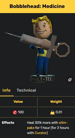 Bobblehead: Medicine [+30% stimpak healing.] x1000 [Aid]